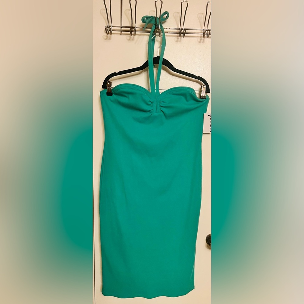 Aqua Blue Stretchy strapless dress